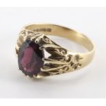 9ct Gold Ring set with Amethyst size J weight 2.9g
