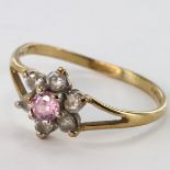 9ct Gold Pink and White CZ Ring size N weight 1.4 grams