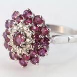 18ct White Gold Cluster Ring set with Rubies and Diamonds size R weight 7.1 grams