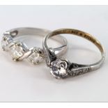 Two 9ct Gold CZ set Rings weight 4.3 grams