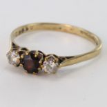 9ct Gold Garnet/CZ Ring size M weight 1.8 grams