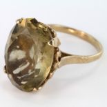 9ct Gold Ring with large Smoky Quartz stone size O weight 6.2g