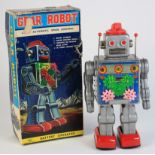 Japanese Battery operated Gear Robot with automatic speed control, by Horikawa, dial to head