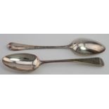 Two George III silver old English tablespoons London 1791 and 1798. Weight 3 ¾ oz approx
