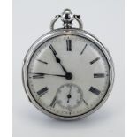 Silver open face pocket watch, hallmaked Chester 1900. Approx 50mm dia