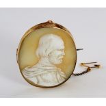 Cameo brooch in a yellow metal mount (tests as 14ct gold approx.), circa mid 19th century, cameo
