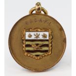 9ct Gold B & D.A.F.L. Coat of Arms enamelled Fob Champions 1921-22 weight 4.2g