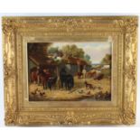 Manner of John Frederick Herring Jnr. (1820-1907), Oil on canvas, depicting animals in a farmyard,