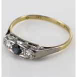 18ct Sapphire and Diamond Ring size R weight 2.5g