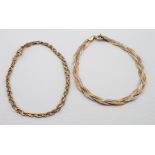 Two plaited 9ct Gold Bracelets weight 5.2 grams