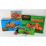Four boxed Lincoln International toys, comprising two bulldozers, crawler tractor & euclid dump