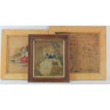 Victorian sampler, decorated with trees, animals etc., framed & glazed, image size 29.5cm x 32.3cm