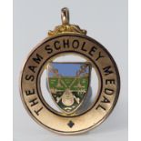 9ct Gold enamelled The Sam Scholey Medal Fob Won by George Turton Aug. 11th 1921 weight 7.9g