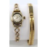 Cyma Ladies Watch on a 9ct Bracelet with a spare 9ct Gold bracelet weight 34.6g