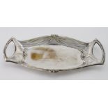 Art Nouveau silver plated dish, bears a mark which looks like "CDE with crossed swords".