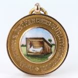 9ct Gold The Blackburn and District Fanciers and Utility Poultry Socy. enamelled Fob W.S.