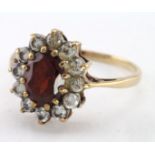 9ct Gold Garnet and CZ Ring size N weight 2.3g