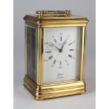Brass five glass carriage clock, by Elliott, London, enamel dial with Roman numerals, dial reads '