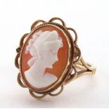 9ct Gold Cameo Ring size K weight 3.9g