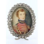 Portrait miniature. Oil on board, depicting a gentleman in military dress, circa 19th century, in