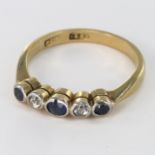 18ct Gold Sapphire and Diamond Ring size K weight 2.7g