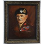 Viscount Montgomery of Alamein interest. Oil on canvas by Francis West, depicting a portrait of