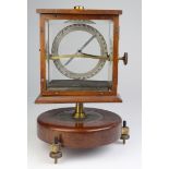 An unusual mahogany cased scientific instrument, housing a brass protractor, circa early 20th