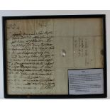 George Augustus Eliott interest. An original double sided document both to and from George