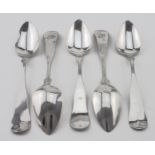 American set of five silver teaspoons c, 1850. Maker - Jones, Ball & Co., Boston. Weight 2 ¼ oz