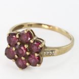 9ct Gold Ruby and Diamond Ring size O weight 2.2g