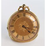 Ladies 18ct gold ladies fob / pocket watch by Camerer Kuss & Co. London. The circular floral /