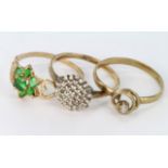 Three 9ct Gold stone set Rings weight 4.4g