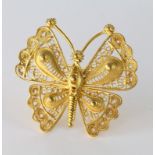 18ct Gold filigree Butterfly Brooch weight 4.4g