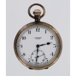 Gents 9ct gold open face pocket watch by Benson, (hallmarked Birmingham 1927), the white enamel dial