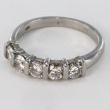 Platinum Half Hoop five stone Diamond ring, approx 1.0ct total, size Q