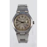 Gents stainless steel Tudor (Rolex) Oysterdate self winding wristwatch, the silvered dial with baton