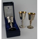 Three silver goblets, one by Broadway silversmiths and the other two by W.W Kemp & Son Limited, to