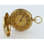 Mid size 18ct gold cased full hunter pocket watch (missing glass), hallmark seems to be London 1849.