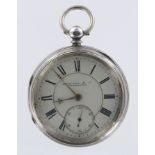 Silver open face pocket watch by Henry Levy & Co, Manchester. Hallmarked Chester 1890. approx 50mm