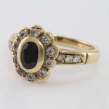 14ct Gold Ring set with Sapphire/CZ size M weight 4.5g