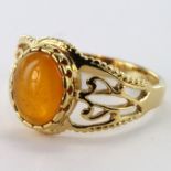 Yellow Metal (tests 18ct) Citrine Ring size Q weight 3.1 grams