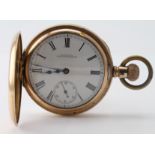 Masonic interest. Gold plated A.W.W. Co. Waltham half hunter pocket watch, engraved inside '