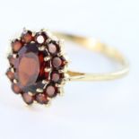 9ct Gold Garnet set Ring size P weight 2.3g