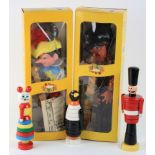 Three Brio building block figures, circa 1960s, comprising soldier, penguin & mouse, height 22.5cm