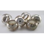Set of six un-initialled silver napkin rings - all same design. Five hallmarked for Birmingham, 1912