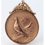 9ct Gold Pigeon Fob St. Helens Social Circle Nantes Winner J. Case Vel. 946 1930 weight 16.4g