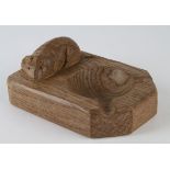 Robert ''Mouseman'' Thompson oak ashtray, 7.5cm x 10cm approx.