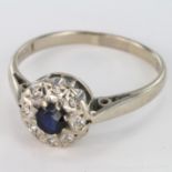 9ct Gold Sapphire and Diamond Ring size O weight 2.7g