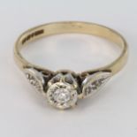 9ct Gold Solitaire Diamond Ring size N weight 2.2g