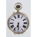Large nickel plated goliath pocket watch. Scratch on the glass and crudely engraved 1905 / 1906